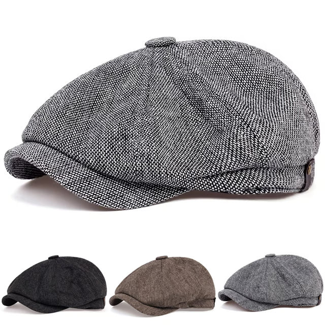 Retro Peaky Diamond Check Beret, Men Casual Octagonal Cap, Hip Hop Style Newsboy Hat, Spring Autumn Casual Hat.