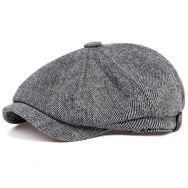 Retro Peaky Diamond Check Beret, Men Casual Octagonal Cap, Hip Hop Style Newsboy Hat, Spring Autumn Casual Hat.