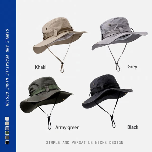 Wide Brim Sun Hat UV Protection Breathable Bucket Cap For Hiking Camping Fishing Outdoor Sun Protection Hats For Men Women