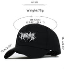 Cotton Fashion Embroidery Frauen Baseball Cap, Gothic Street Punk Black Sports Caps, Hip Hop Snapback Dad Hats Men Women