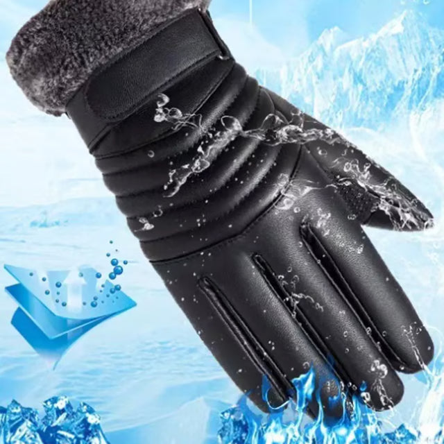 Gloves Winter Men Plush Fur Mouth Insulation Gloves, Outdoor Cycling Gloves, Motorcycle Touch Screen Cotton Gloves