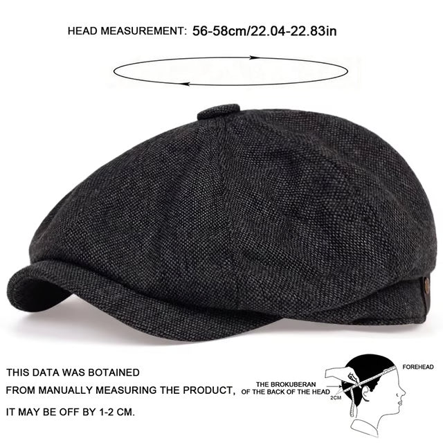Retro Peaky Diamond Check Beret, Men Casual Octagonal Cap, Hip Hop Style Newsboy Hat, Spring Autumn Casual Hat.