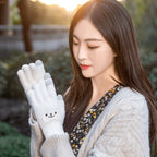 SnuggleBear Kawaii Touchscreen Gloves – Cute Embroidered Knit Winter Gloves for Women