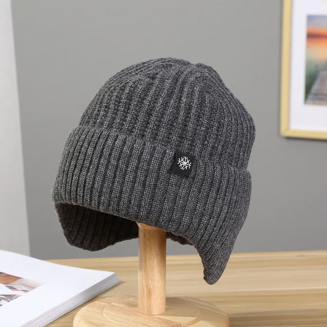 Faux Fur Lined Bomber Hats, Men Winter Knitted Hat, Outdoor Earmuff Casual Fashion, Plush Warmth Peaked Cap