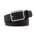 Silver Buckle Leather Belts for Jeans, Fashion Square Pin Buckles Belts Women, Waistbands Student Strap