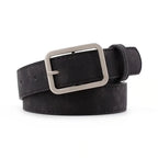 Silver Buckle Leather Belts for Jeans, Fashion Square Pin Buckles Belts Women, Waistbands Student Strap