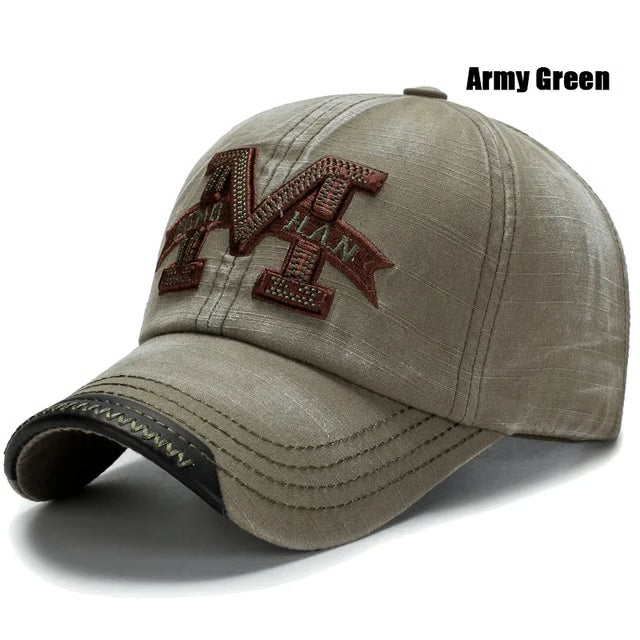 Mens Casual Old Baseball Caps, Spring and Autumn Washed Hats, Outdoor Embroidered Sun Hats for Hiking and Fishing